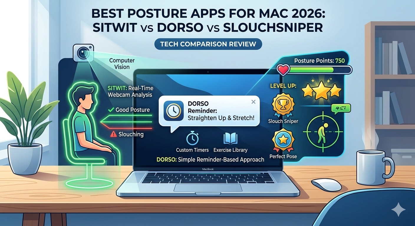 Best Posture Apps for Mac in 2026: SitWit vs Dorso vs SlouchSniper